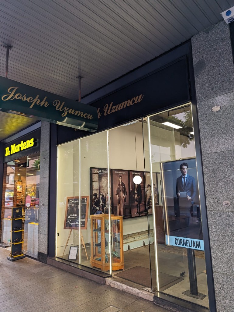 Joseph Uzumcu storefront with Corneliani display — Gawler Place, Adelaide